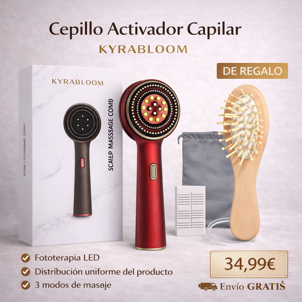 CEPILLO ACTIVADOR CAPILAR KYRABLLOM + CEPILLO BAMBÚ GRATUITO